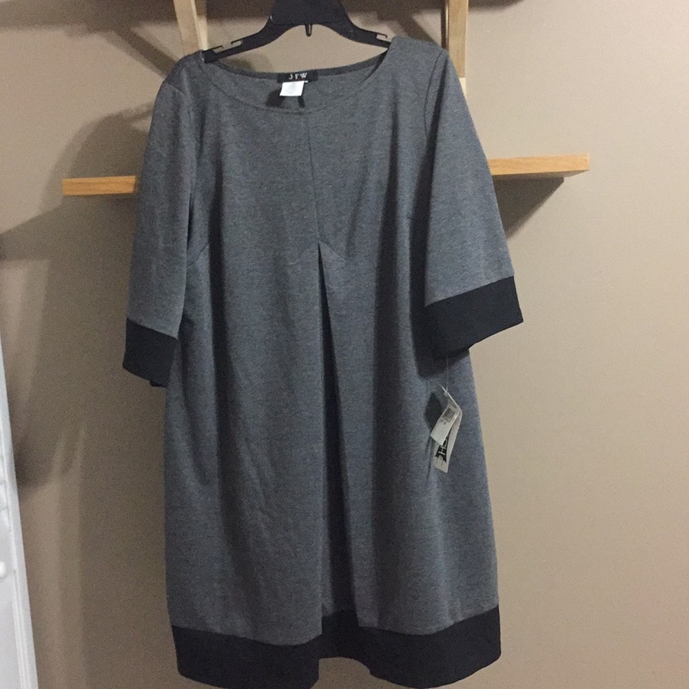 Black and grey color block knit dress 2x NWT